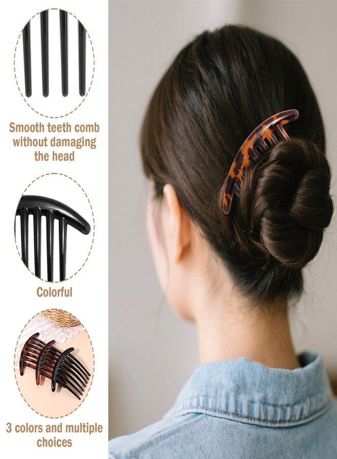 Ymapinc 7 Tooth French Hair Comb 3PCS Plastic Elegant French Hair Side Combs for Women Girls Tidying up Stray Buns Hairpin Clips Accessories Tortoiseshell Color with Leopard Print - Image 4